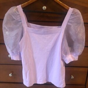 Purple top with sheer sleeves